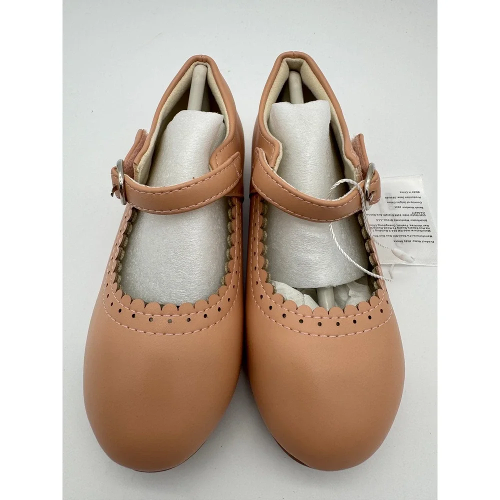 Toddler Girls Mary Jane Shoes Tan Strap Dress Shoes Size 10M 17CM